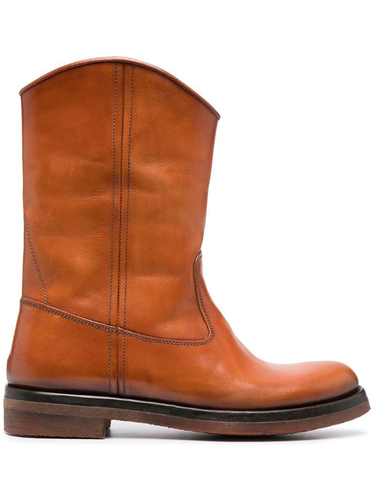 mid-calf leather boots