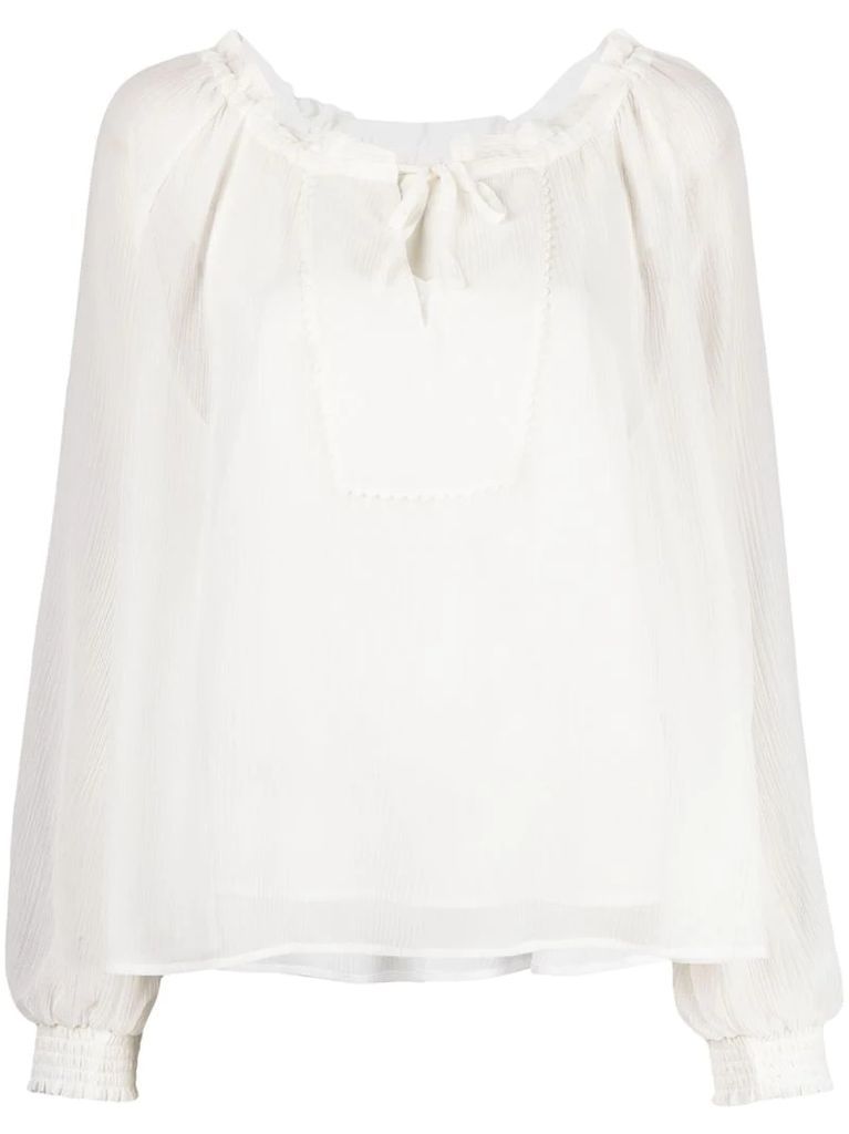 bell-sleeve cotton blouse