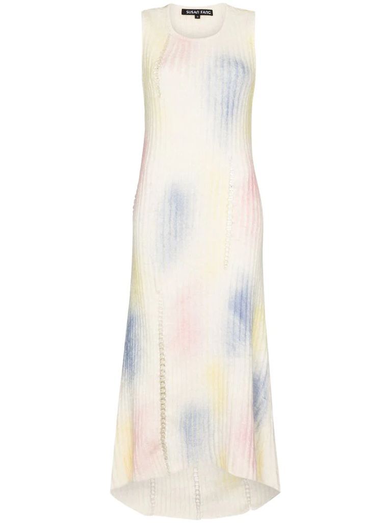 blotted-print ribbed-knit dress