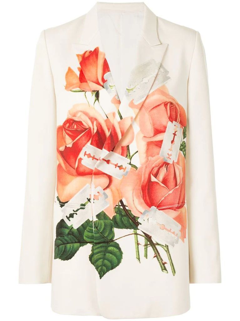 rose-print blazer