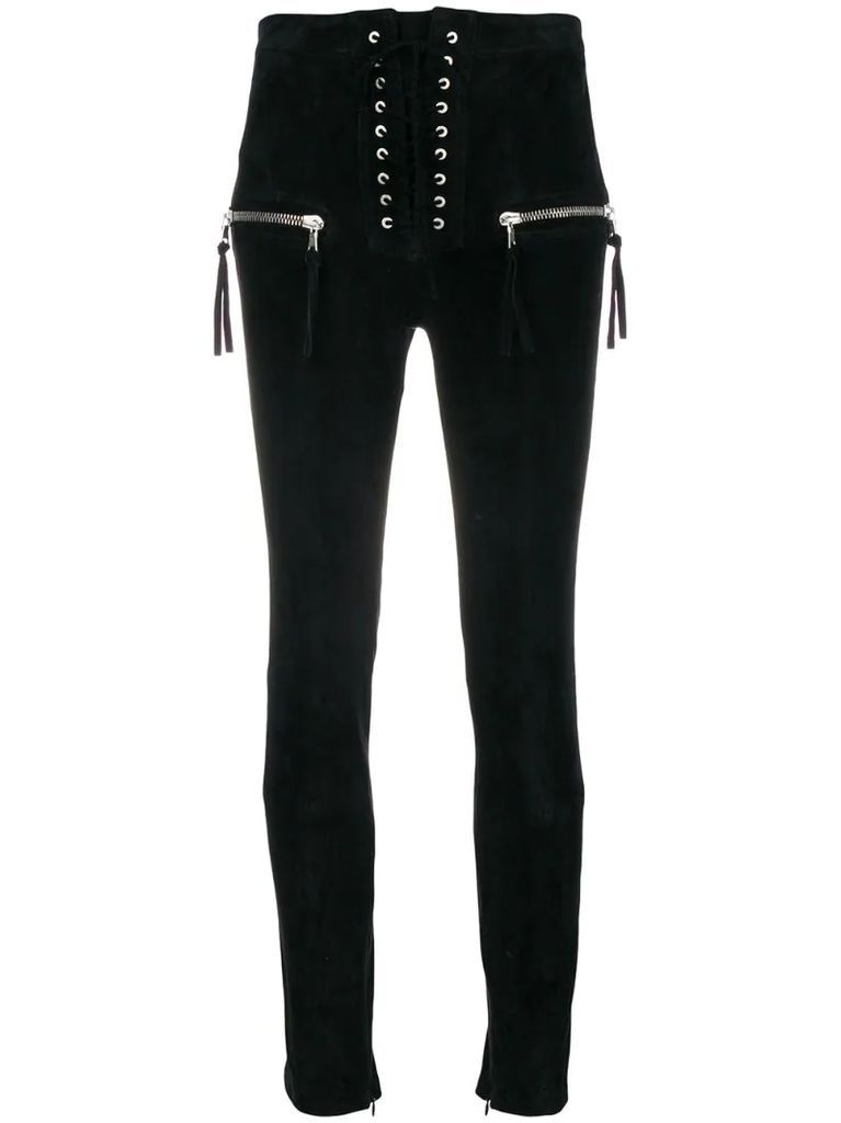 lace-up high waist trousers