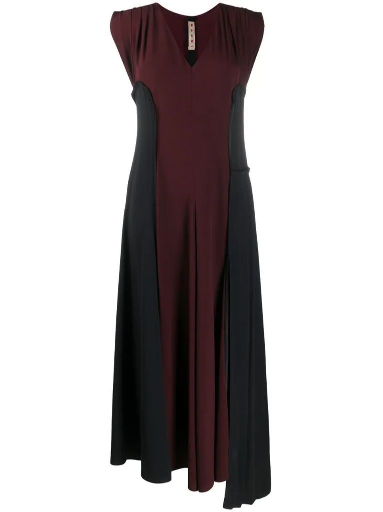 two-tone panelled long dress