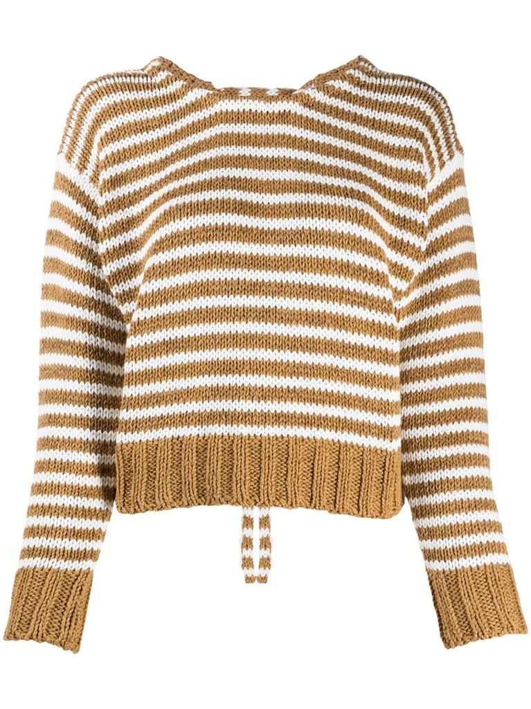 striped lace-up jumper