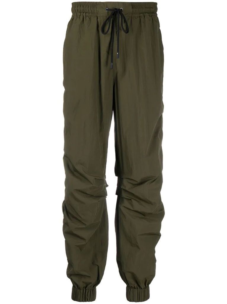 ruched drawstring-waist trousers