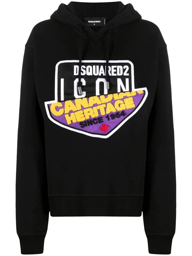 split-logo drawstring hoodie