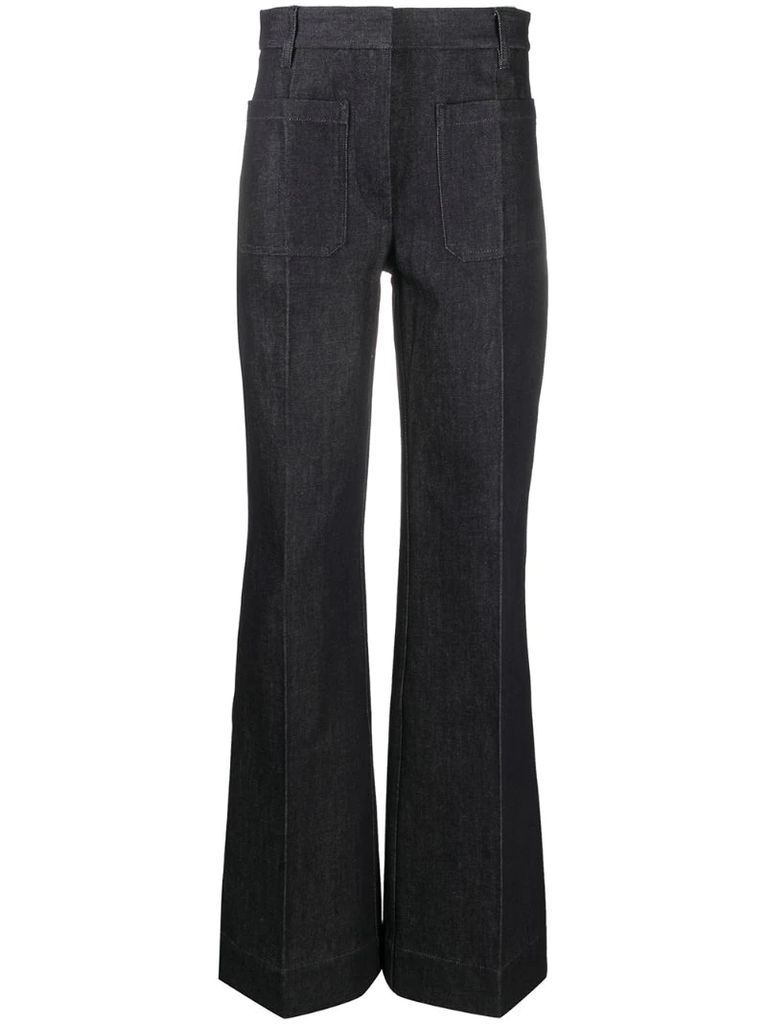 high-waisted patch pocket jeans