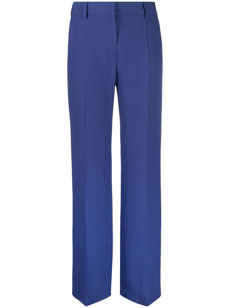pressed-crease flared trousers