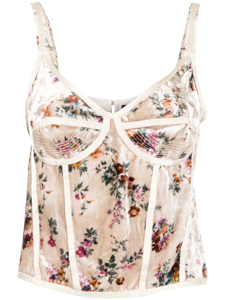 floral-print corset camisole