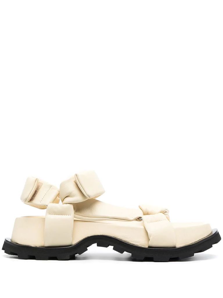 chunky leather touch strap sandals