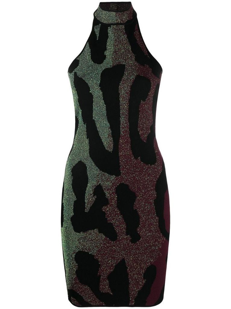 leopard print halterneck dress