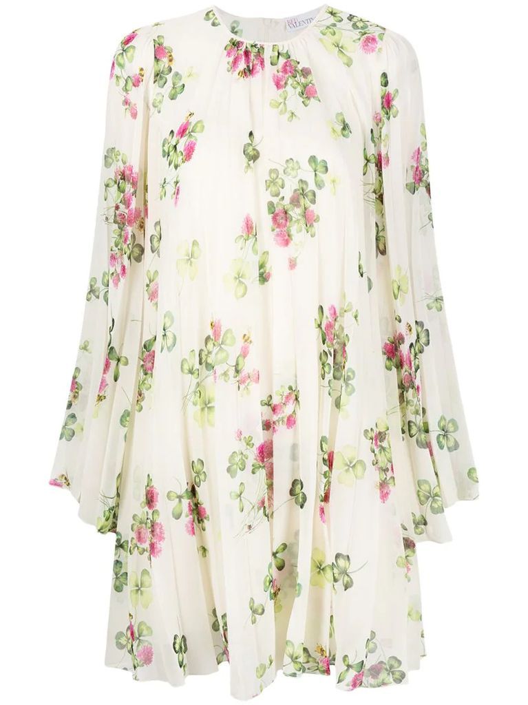 floral print pleated mini dress