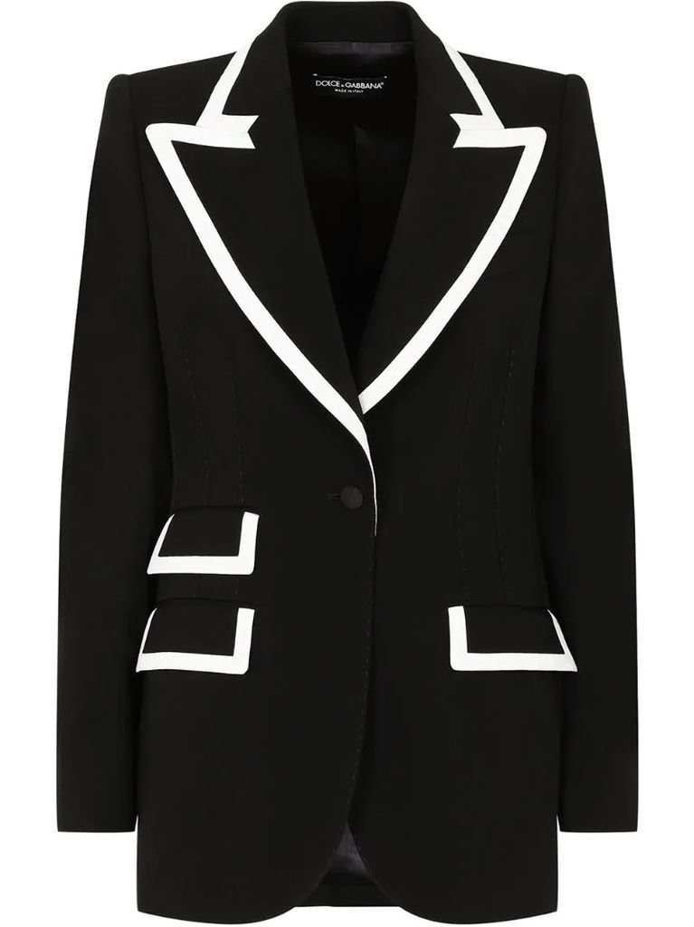 contrast-stripe wool-blend blazer