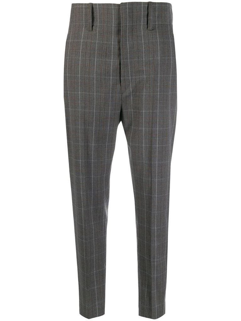 chequered suit trousers