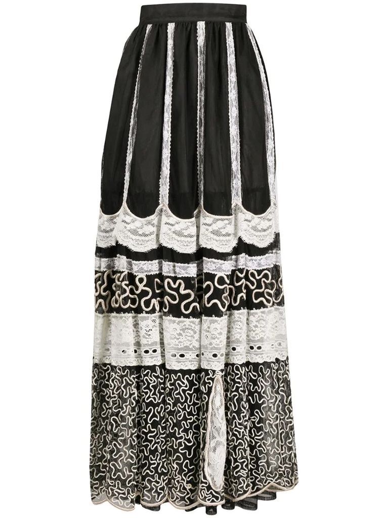 1970s panelled draped maxi skirt