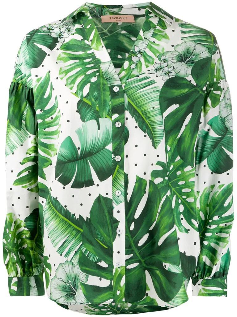 leaf print cotton shirt