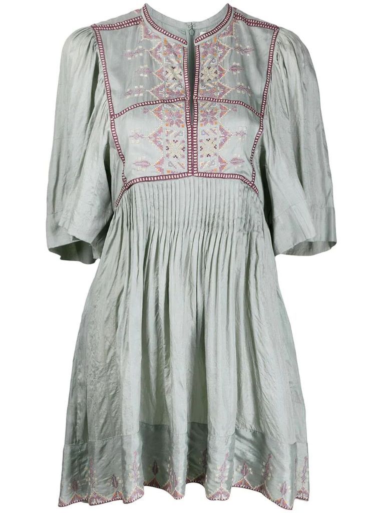 geometric embroidered short dress