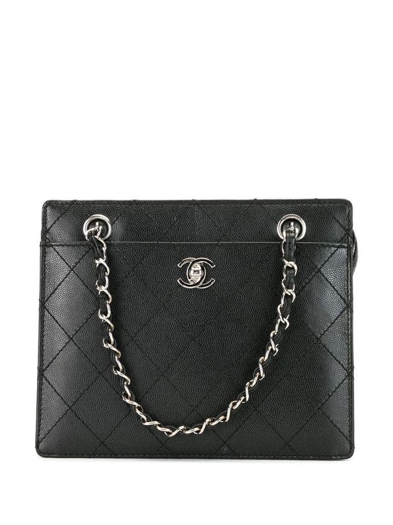 diamond quilted chain tote