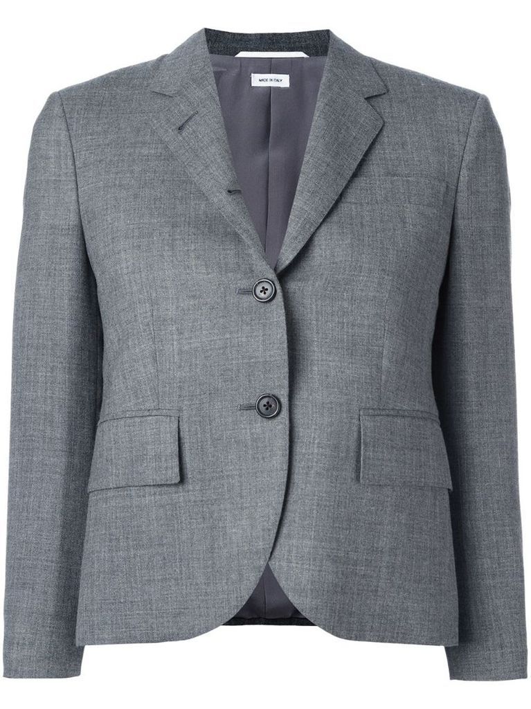 Classic Single Breasted Sport Coat In Medium Grey 2-Ply Wool Fresco