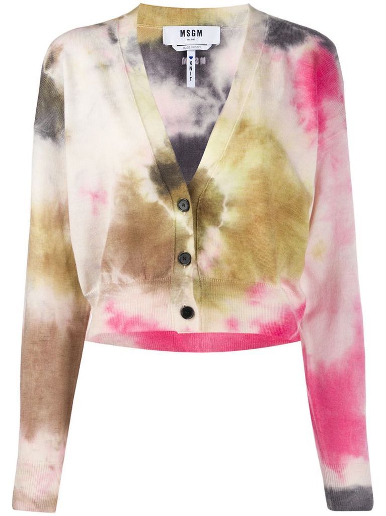 cropped tie-dye cardigan