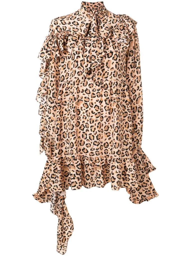 leopard-print ruffle dress