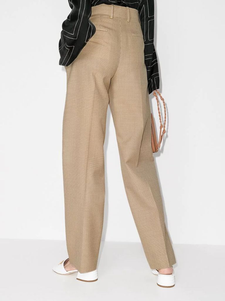 houndstooth-pattern high-rise trousers