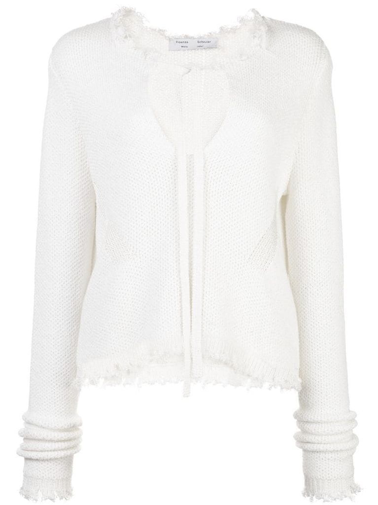 frayed edges knitted top