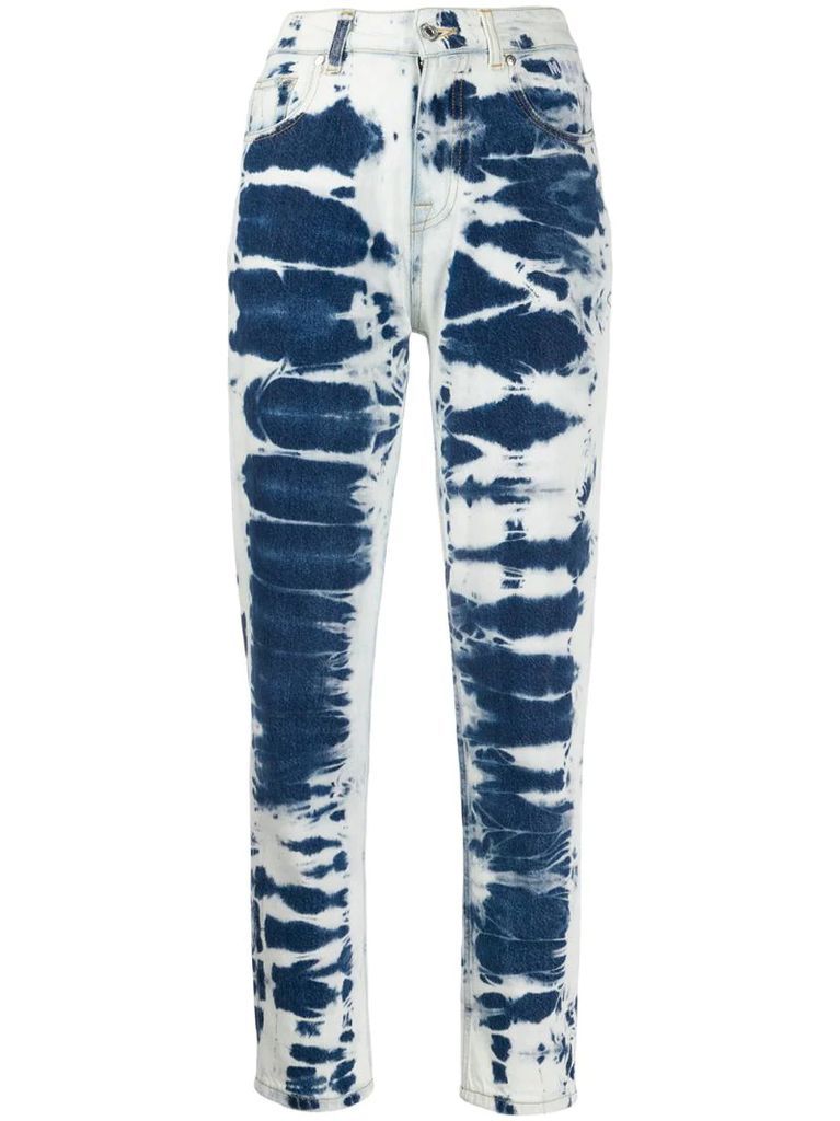 bleached effect mom-style jeans