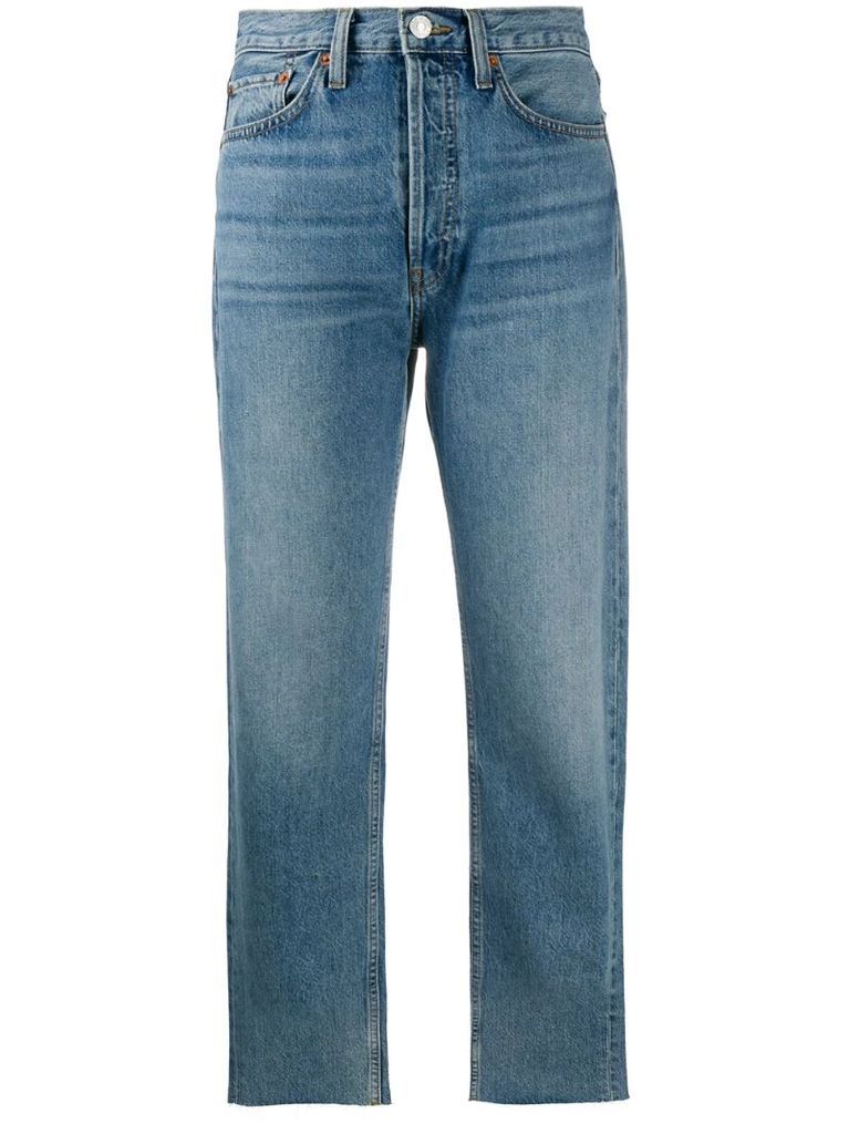 high-rise cropped straight-leg jeans
