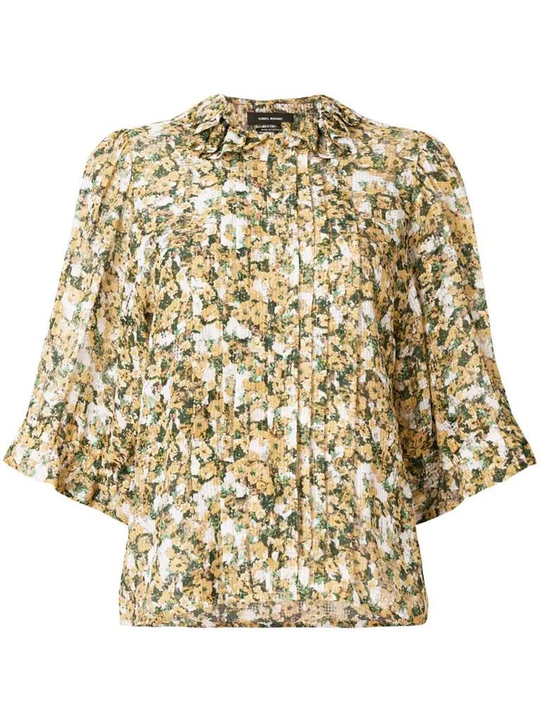 micro floral print blouse