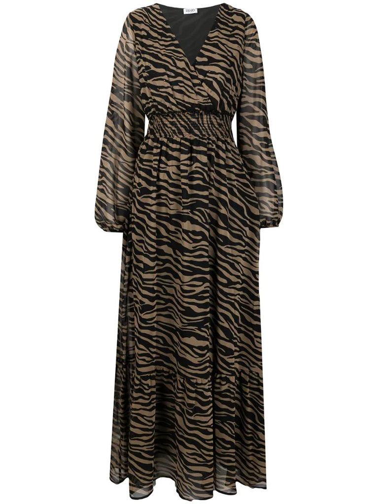 zebra-print stud-embellished dress