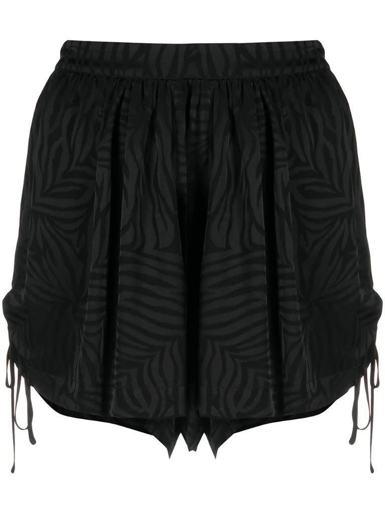 high-waisted ruched shorts