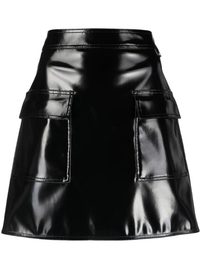 high-rise glossy miniskirt