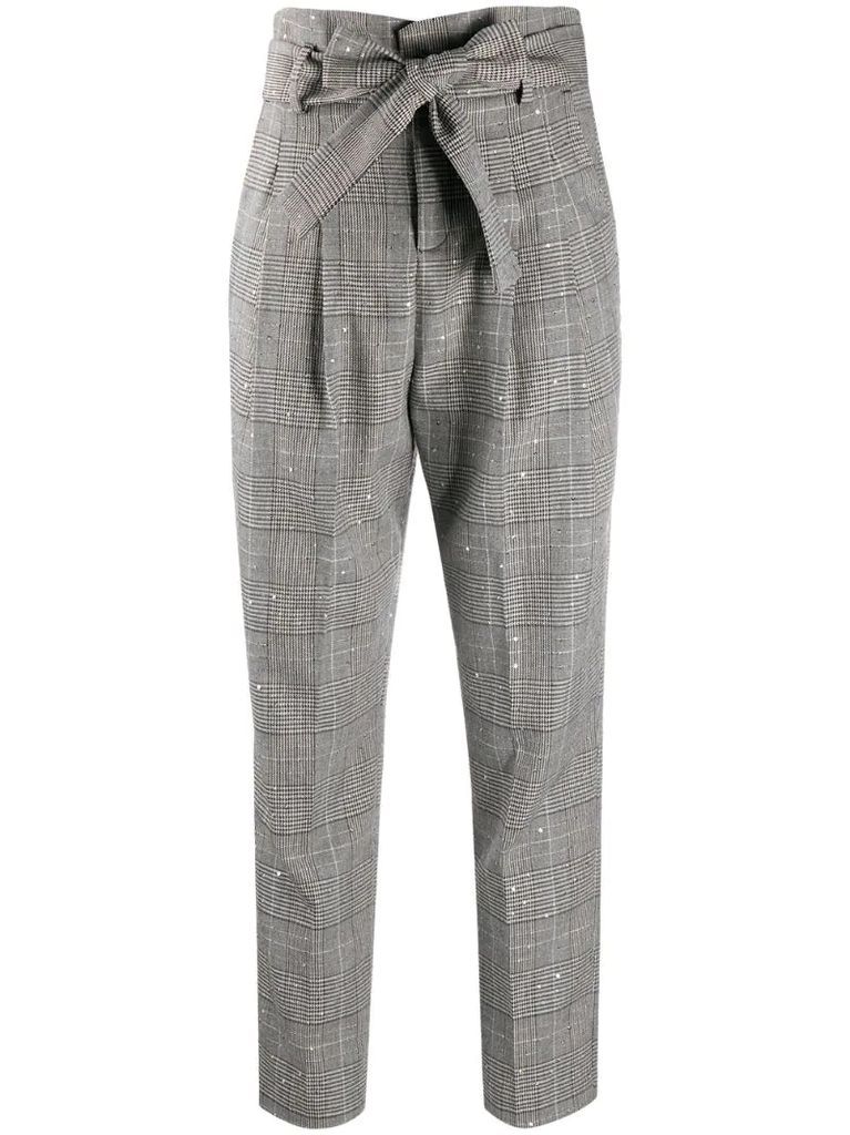 Prince of Wales check tied trousers