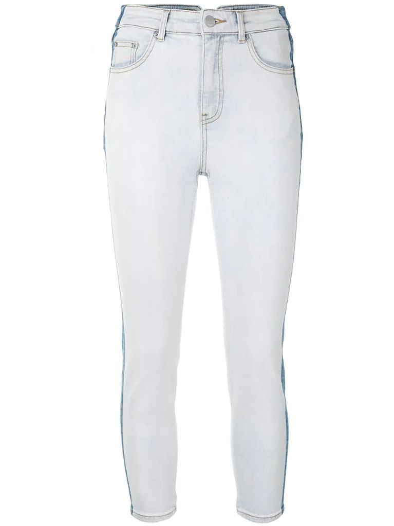 cropped contrast jeans