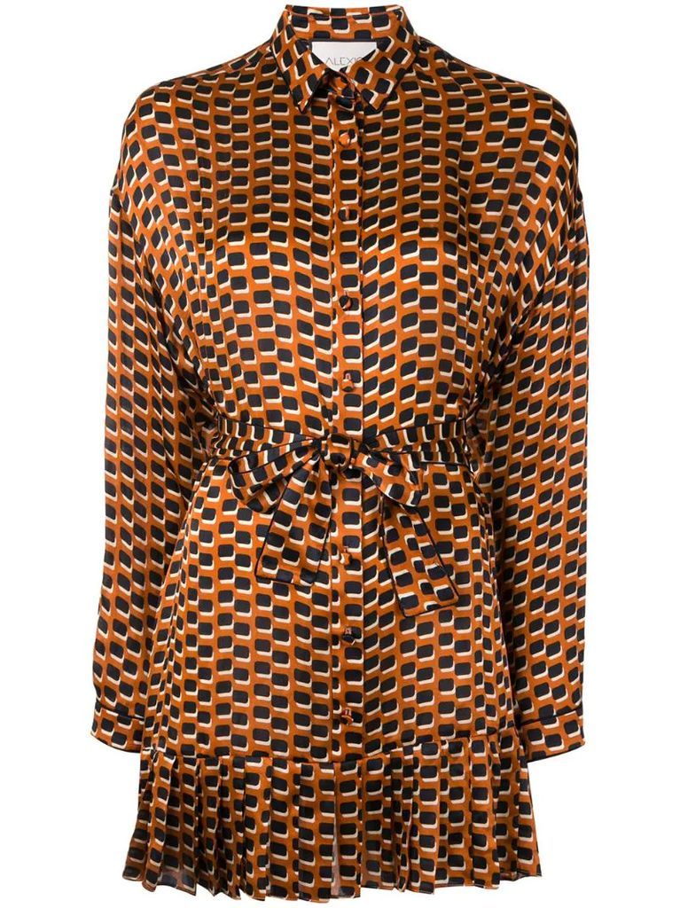geometric print mini shirt dress