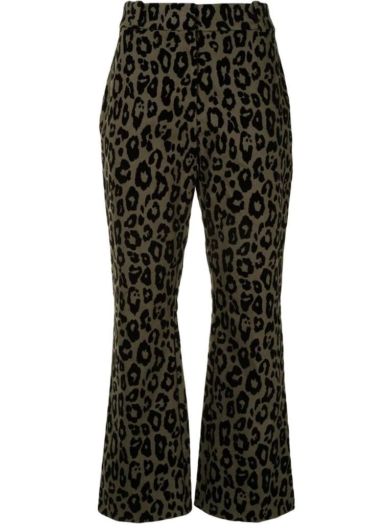 leopard-print kick-flare trousers