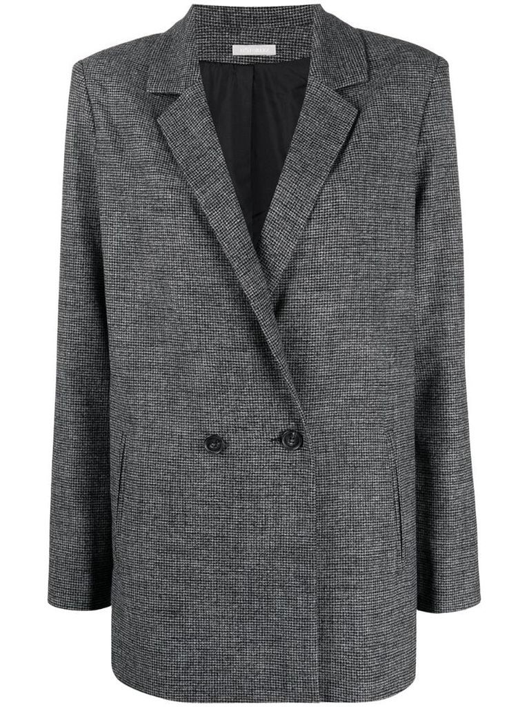 fine check-print double-berated blazer