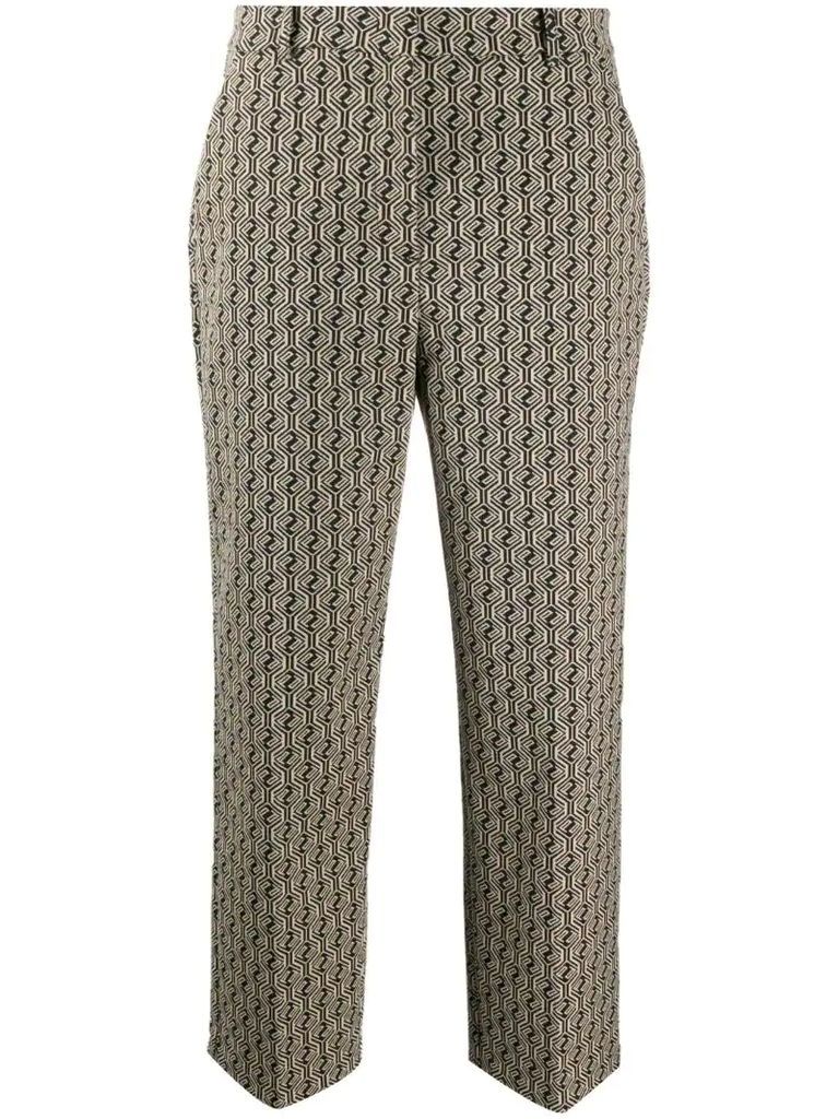 cropped geometric-print trousers