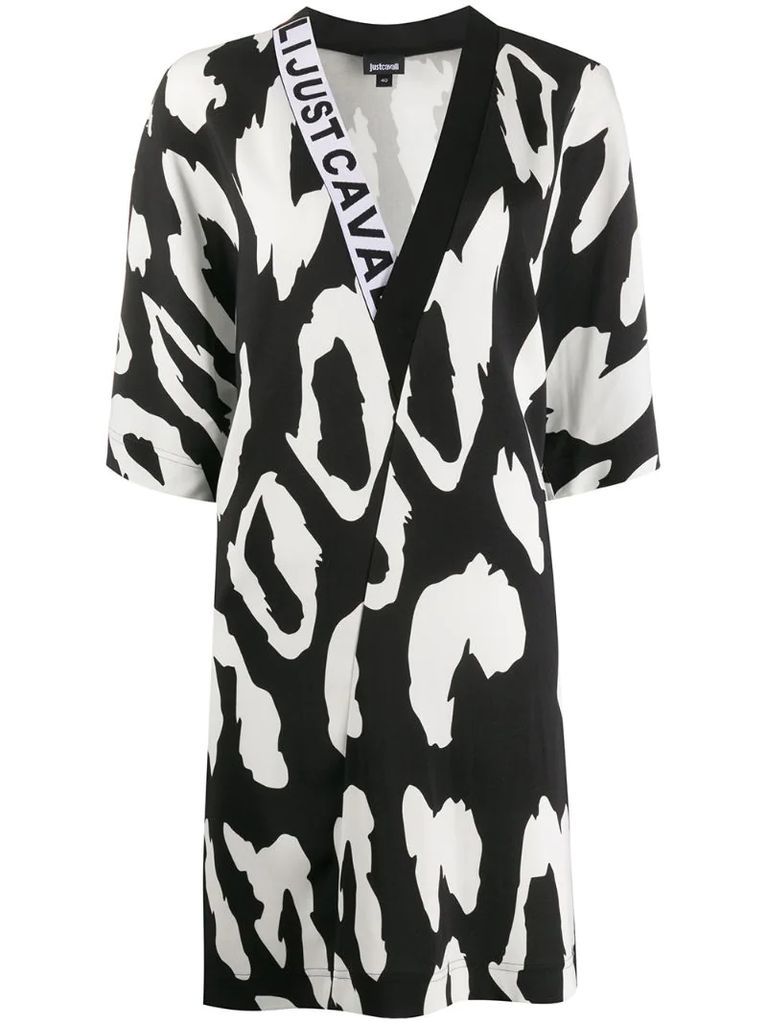 leopard-print v-neck dress