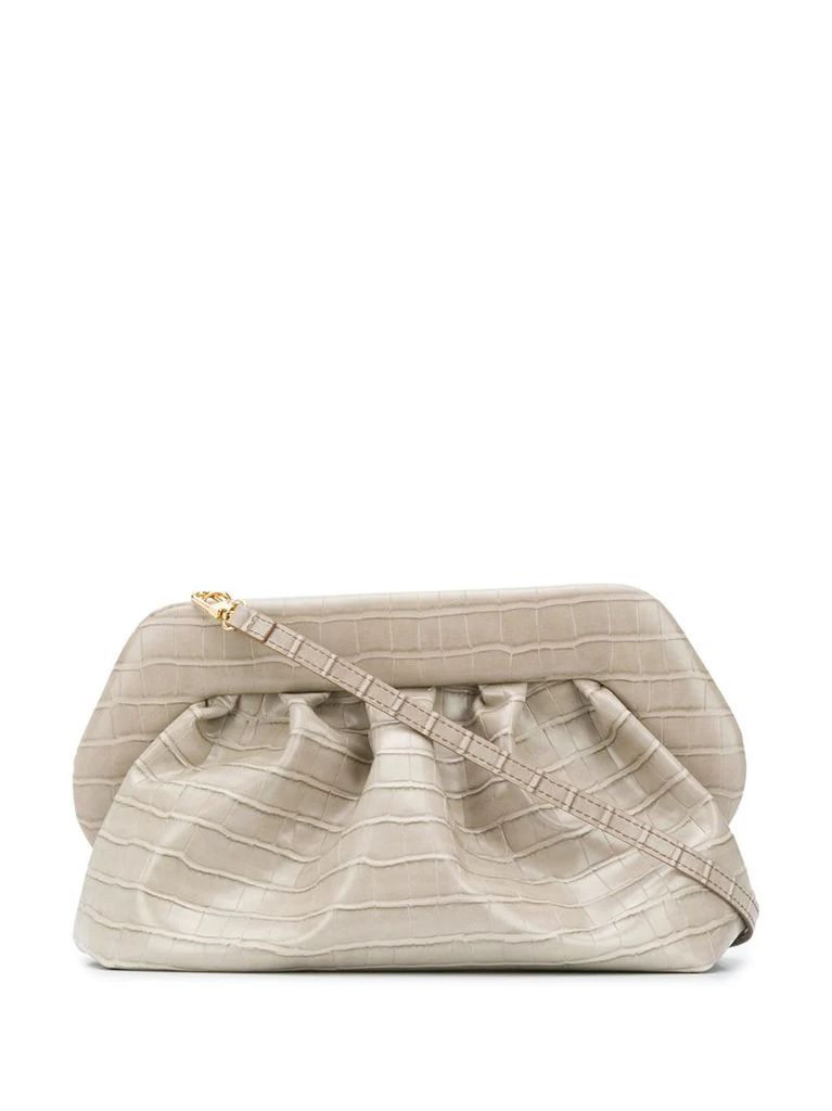 croc-effect clutch bag