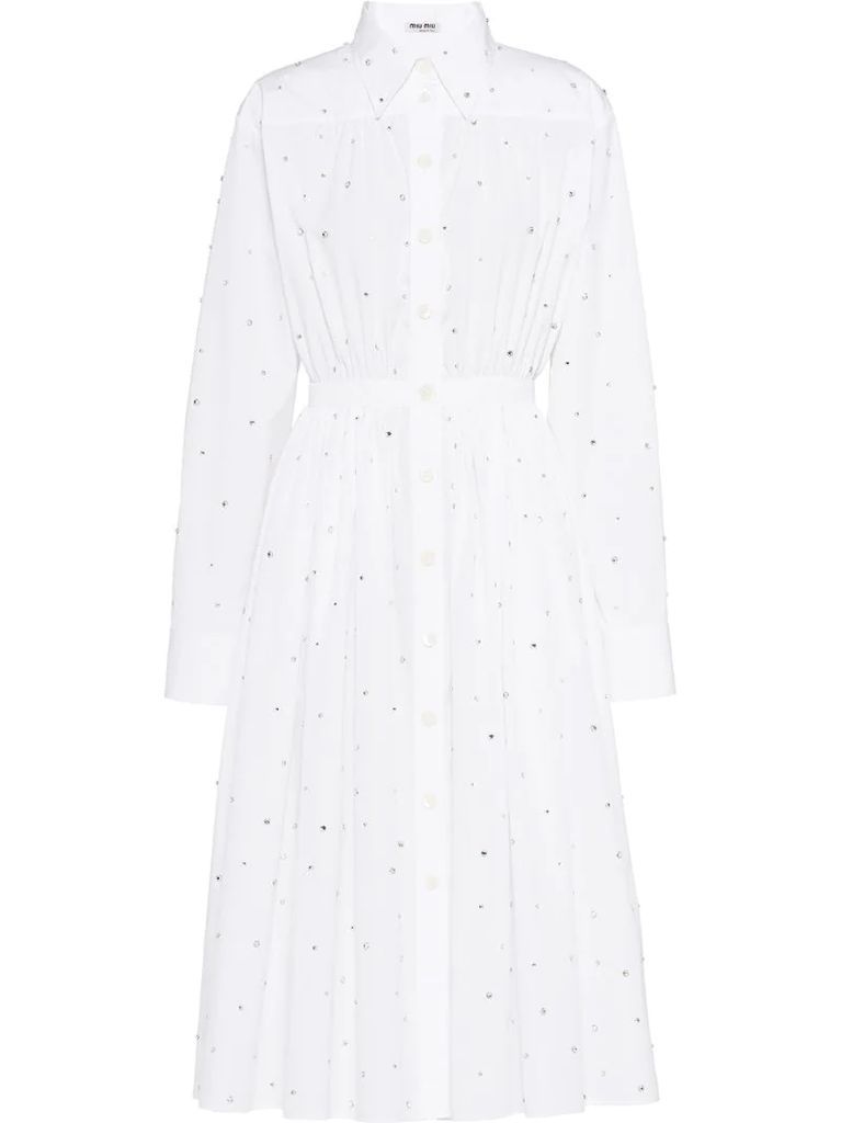 crystal embellished shirt dress