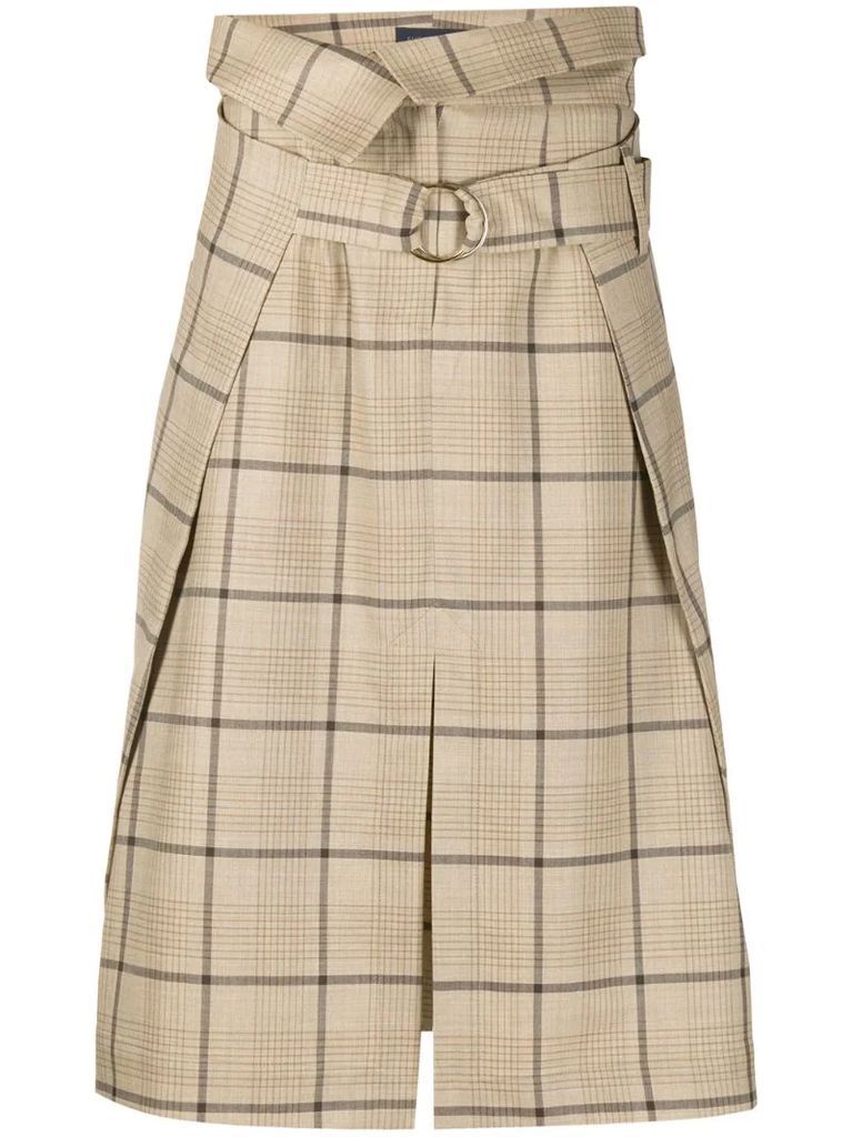 paperbag-waist check skirt