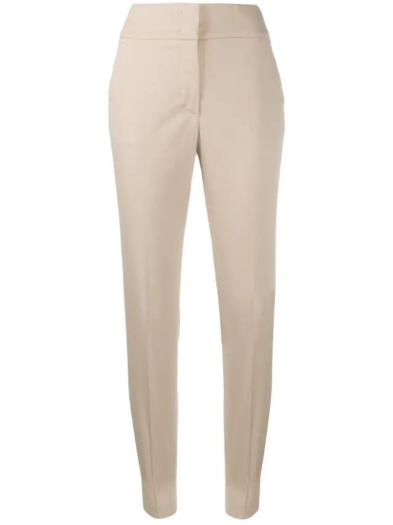 mid-rise slim fit trousers