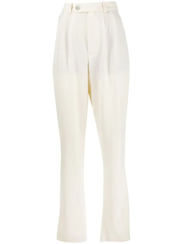 tapered straight-leg trousers