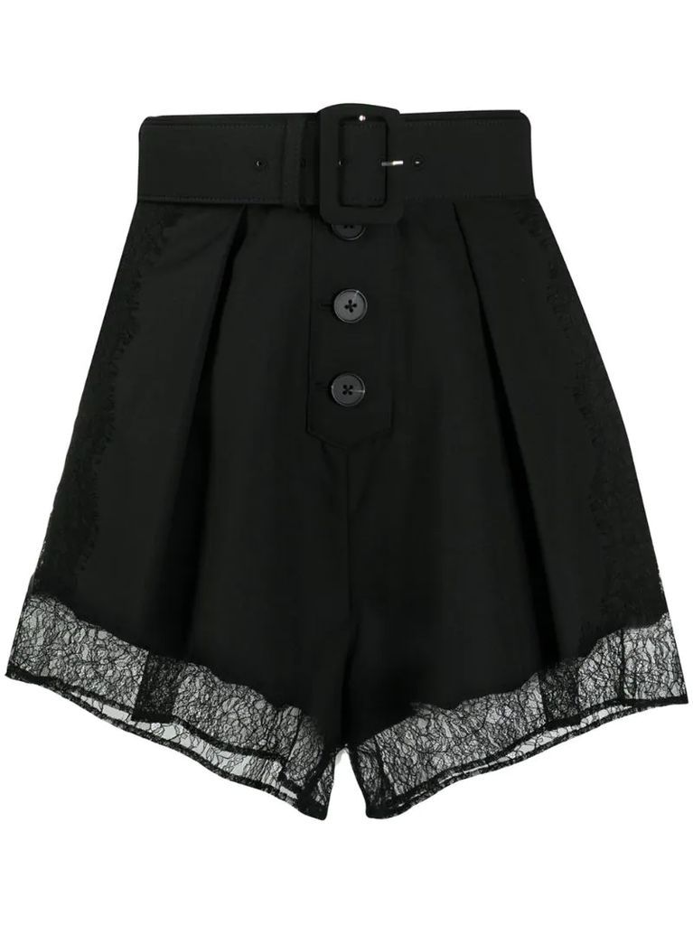 high waist lace detail shorts