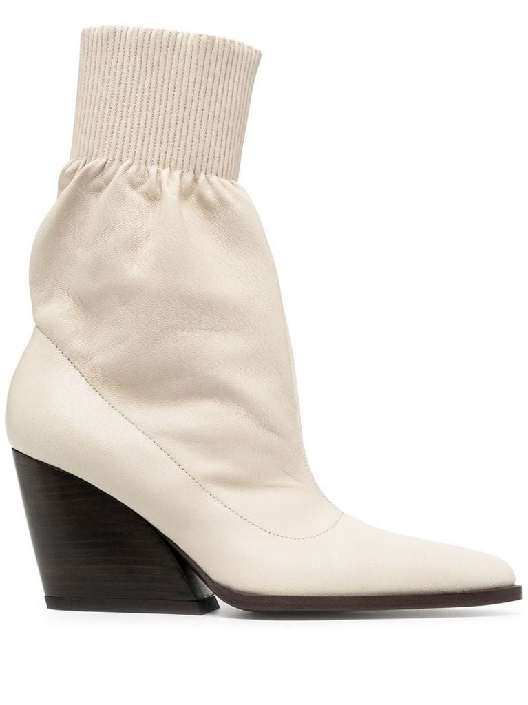 slip-on stacked heel boots