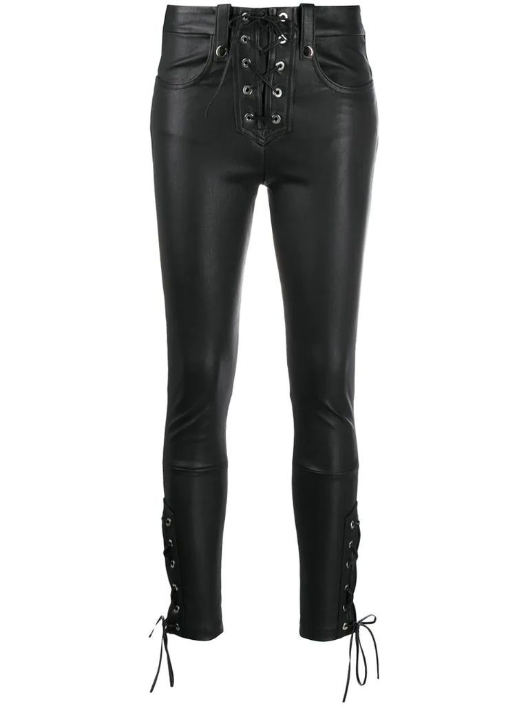 lace-up skinny trousers