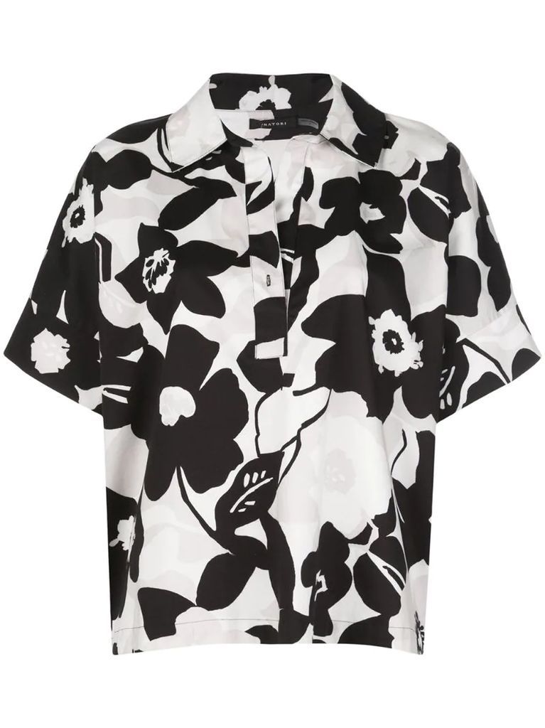 floral-print boxy shirt