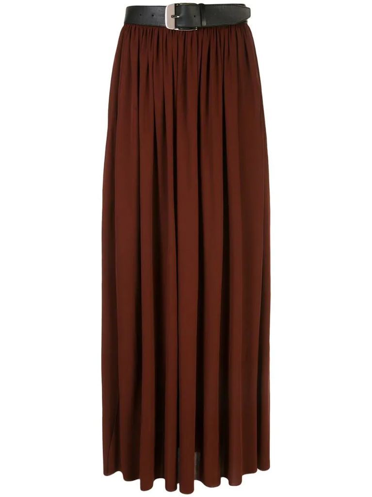 belted pleated skirt