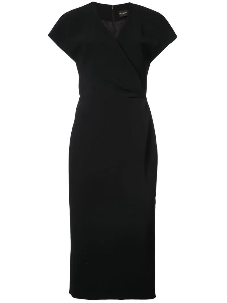 wrap fitted midi dress